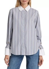 Derek Lam Wesley Striped Linen-Blend Long-Sleeve Shirt