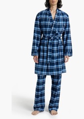 Derek Rose - Kelburn checked cotton-flannel robe - Blue - M