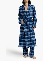 Derek Rose - Kelburn checked cotton-flannel robe - Blue - US 38