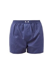 Derek Rose - Lombard Logo-jacquard Cotton Boxer Shorts - Mens - Navy