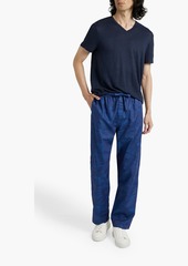 Derek Rose - Paris cotton-jacquard drawstring pants - Blue - XXL
