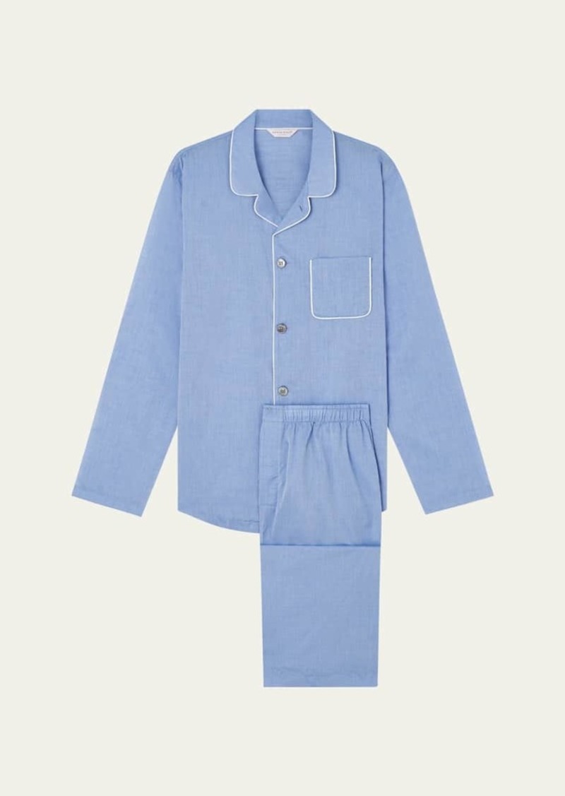 Derek Rose Men's Amalfi 1 Long Cotton Pajama Set