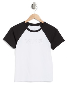 Desert Dreamer Raglan Vibe Appliqué Cotton Baseball T-Shirt in White/Black at Nordstrom Rack