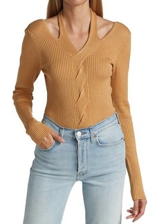 Design History Cut-Out Ribbed Sweater