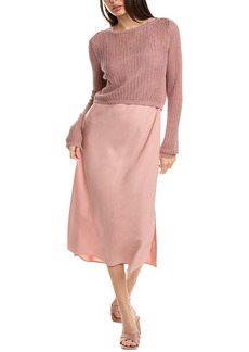 Design History 2pc Lex Linen-Blend Sweater Popover Midi Dress