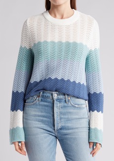 Design History Colorblock Pointelle Sweater in Sky Blue at Nordstrom Rack