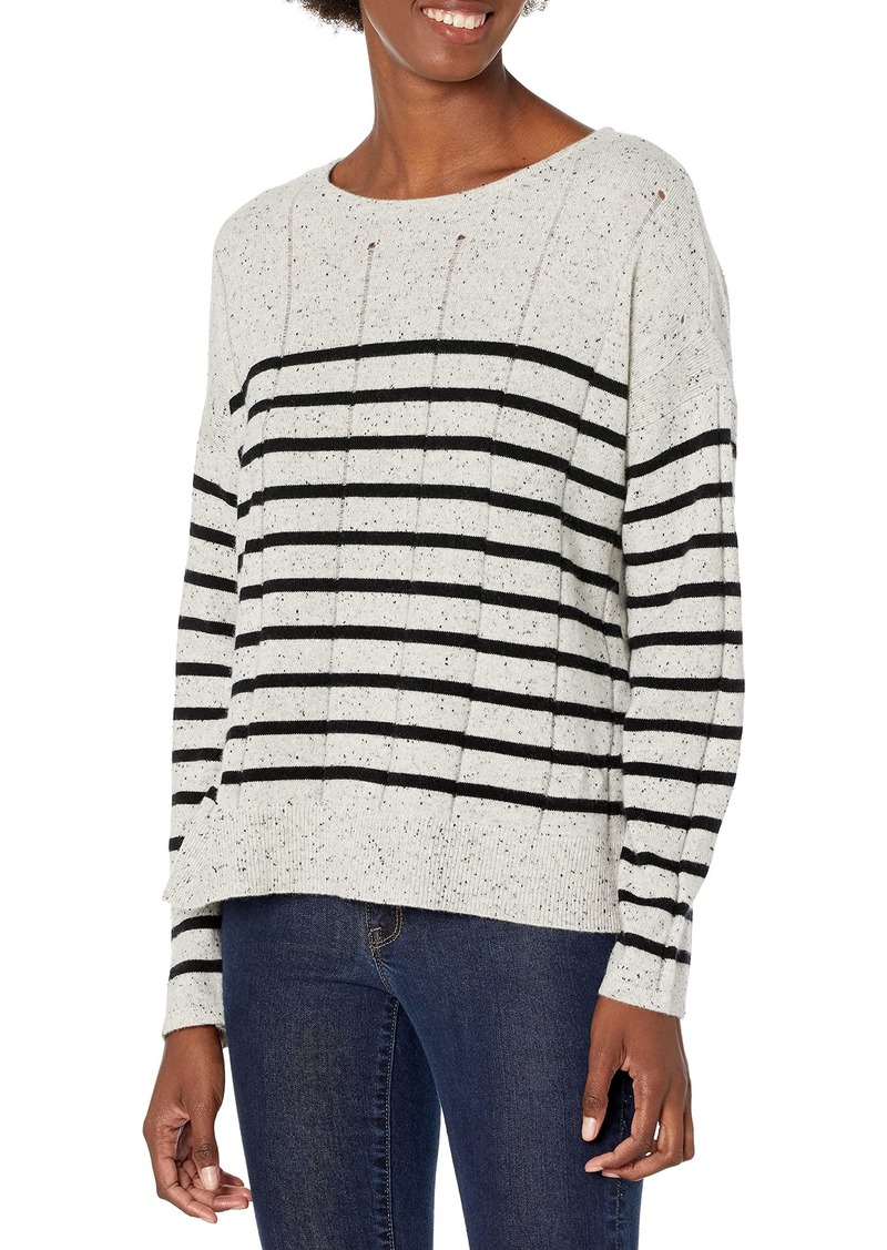 Design History Women's Side Tab Detail & Stripe Sweater  XL