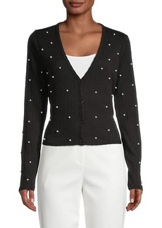 Design History Faux Pearl-Studded Cardigan