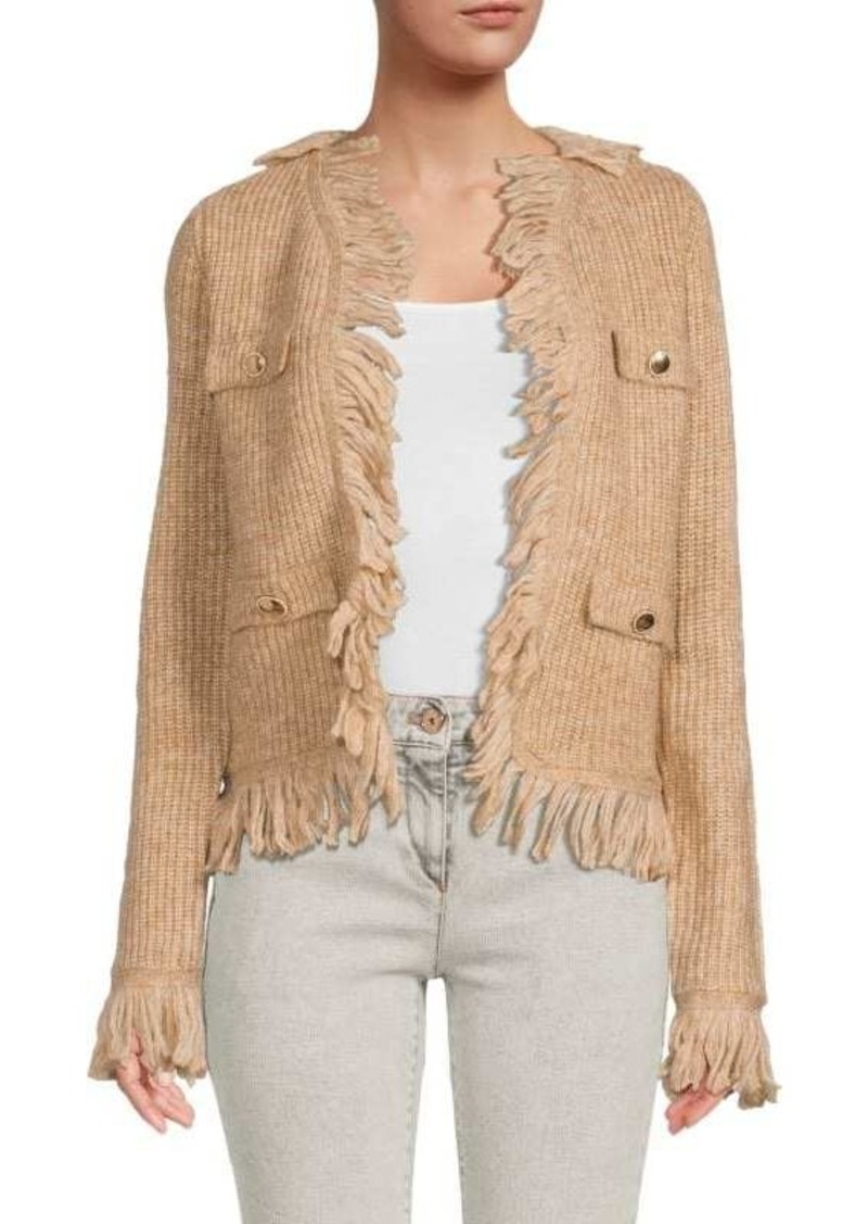 Design History Fringed Trim Sweater Jacket