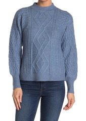Design History Mock Neck Cable Knit Sweater