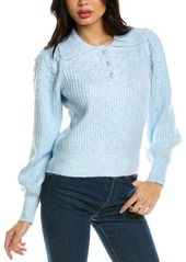 Design History Shine Vneck Sweater in Powder Blue