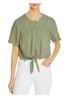 Design History Womens Textured Knot-Front Blouse