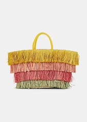 Deux Lux Women's Fringed Straw Tote Bag - Yellow