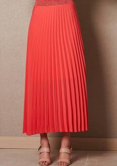 D.Exterior Double Layer Pleat Skirt in Coral