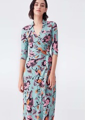 Diane Von Furstenberg Abigail Silk-Jersey Maxi Wrap Dress in Tulle Flower