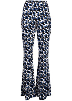 Diane Von Furstenberg abstract-print silk flared trousers