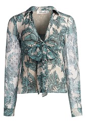 Diane Von Furstenberg Alastor Silk-Blend Floral Tie-Bow Shirt
