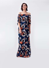 Diane Von Furstenberg Ashley Chiffon-Blend Gown in Wax Cloth Floral