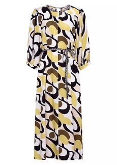 Diane Von Furstenberg Bambi Abstract Linen-Blend Midi-Dress