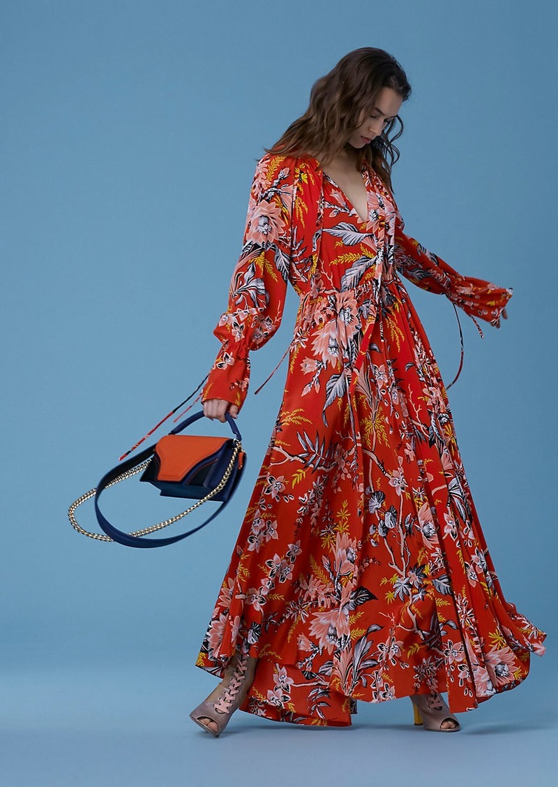 Diane Von Furstenberg Bethany Cinch Sleeve Maxi Dress