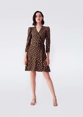 Diane Von Furstenberg Charlene Crepe Mini Wrap Dress in Leopard Spots