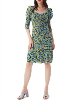 Diane Von Furstenberg Dacey Knee Length Dress in Nectarine Medium Sky Blue