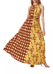 Diane Von Furstenberg Darla Abstract Two-Tone Silk-Blend Maxi Dress