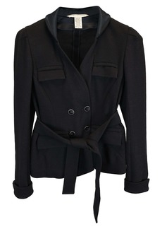 Diane Von Furstenberg Diane Van Furstenberg Tie-Waist Double-Breasted Blazer in Black Wool