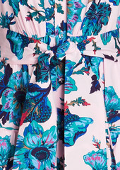 Diane von Furstenberg - Queena tiered floral-print cotton-blend poplin midi shirt dress - Pink - XL