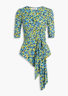 Diane von Furstenberg - Abbie printed stretch-mesh bodysuit - Blue - XL