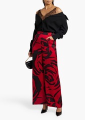Diane von Furstenberg - Adelaide printed satin-jacquard wide-leg pants - Red - US 2