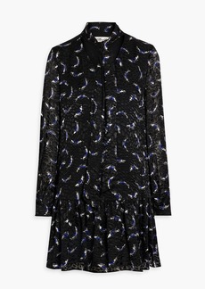 Diane von Furstenberg - Akila tie-neck printed fil coupé mini dress - Black - US 00
