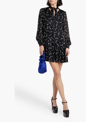 Diane von Furstenberg - Akila tie-neck printed fil coupé mini dress - Black - US 00