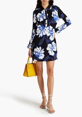 Diane von Furstenberg - Alarica floral-print jersey mini shirt dress - Black - XXS