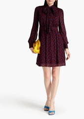 Diane von Furstenberg - Alexandras pussy-bow printed georgette dress - Purple - US 0