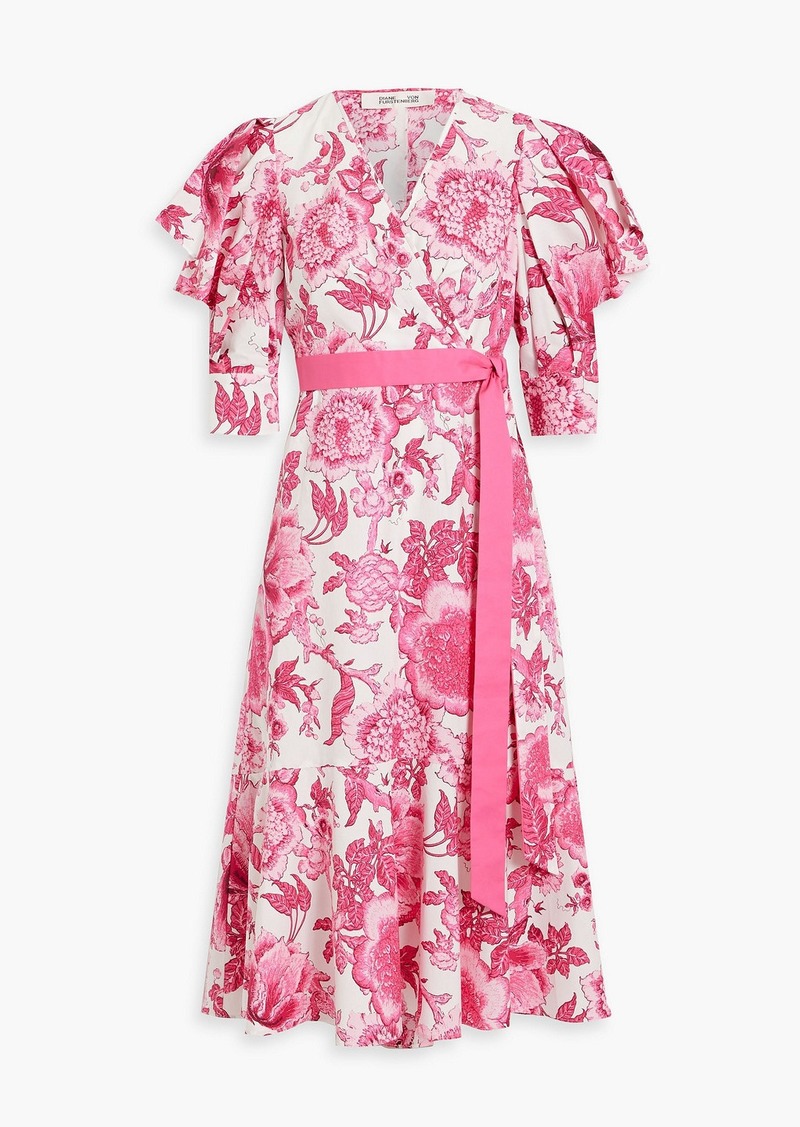Diane von Furstenberg - Annabeth wrap-effect printed cotton-poplin dress - Pink - US 2