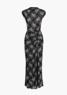 Diane von Furstenberg - Apollo ruched floral-print jersey maxi dress - Black - XL