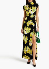 Diane von Furstenberg - Apollo ruched floral-print jersey maxi dress - Yellow - XS