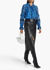 Diane von Furstenberg - Arlington ruffled leopard-print chiffon blouse - Blue - US 00