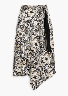 Diane von Furstenberg - Asymmetric printed satin-twill skirt - Black - US 0