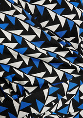 Diane von Furstenberg - Bobbie cropped printed silk and cotton-blend jersey wrap top - Blue - XXS
