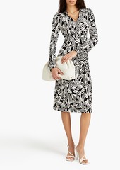 Diane von Furstenberg - Bogna wrap-effect printed Lyocell and wool-blend jersey dress - White - XXS