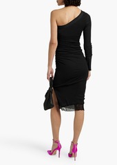 Diane von Furstenberg - Branwen one-sleeve ruched mesh dress - Black - XS