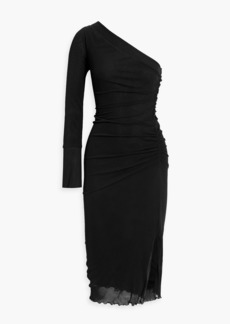 Diane von Furstenberg - Branwen one-sleeve ruched mesh dress - Black - XS