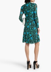 Diane von Furstenberg - Brenda wrap-effect floral-print stretch-mesh dress - Blue - L