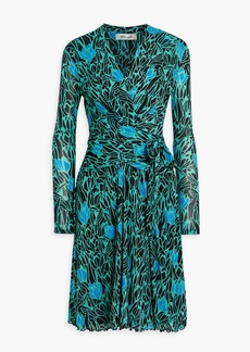 Diane von Furstenberg - Brenda wrap-effect floral-print stretch-mesh dress - Blue - S