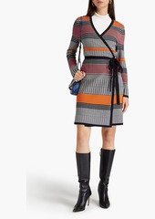 Diane von Furstenberg - Brigid striped jacquard-knit wrap dress - Black - XXS