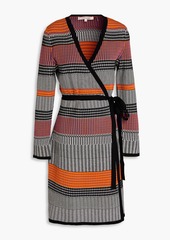 Diane von Furstenberg - Brigid striped jacquard-knit wrap dress - Black - XXS