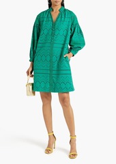 Diane von Furstenberg - Nicolette broderie anglaise cotton mini dress - Green - XXS