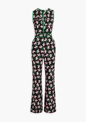 Diane von Furstenberg - Brooks belted floral-print crepe wide-leg jumpsuit - Black - US 10